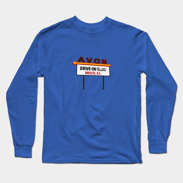 Avon Drive-In Long Sleeve T-Shirt by Domelight Designs